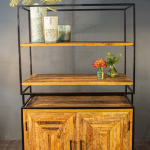 HUSTON Mango Wood and Iron Cabinet