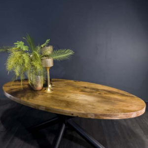 OVAL Mango Wood and Iron Dining Table